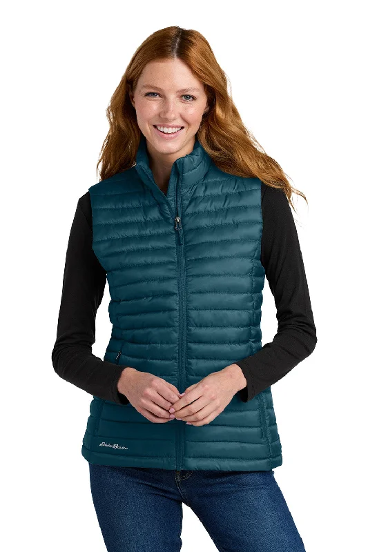 Eddie Bauer Womens Packable Quilted Water Resistant Full Zip Vest - Adriatic Blue - COMING SOON