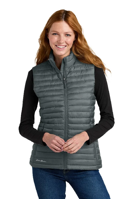 Eddie Bauer Womens Packable Quilted Water Resistant Full Zip Vest - Metal Grey - COMING SOON