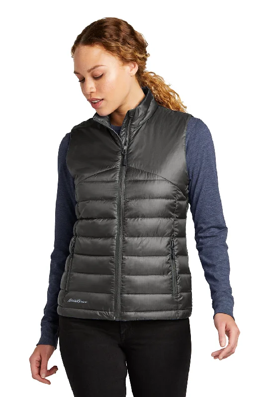 Eddie Bauer Womens Water Resistant Quilted Full Zip Vest - Iron Gate Grey