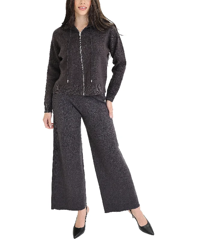 Knit Zip Front Hoodie & Knit Pants Sets- 2 Pc Set