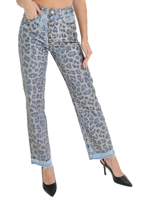 Leopard Print Denim Pants