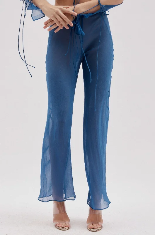 Silk Chiffon Denim Bias Trouser