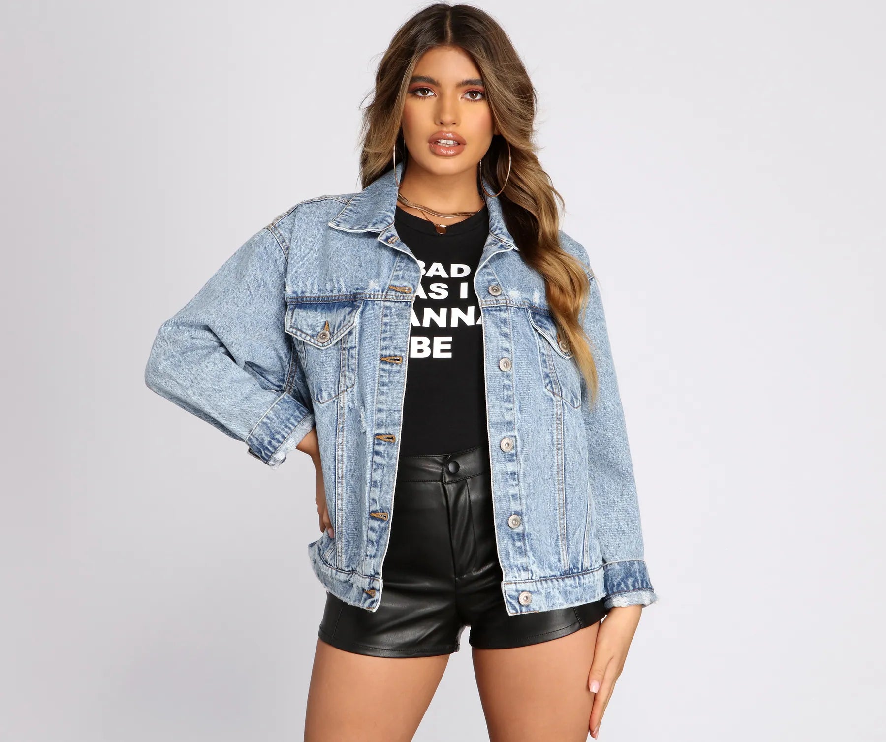 Squad Goals Over-Sized Denim Jacket