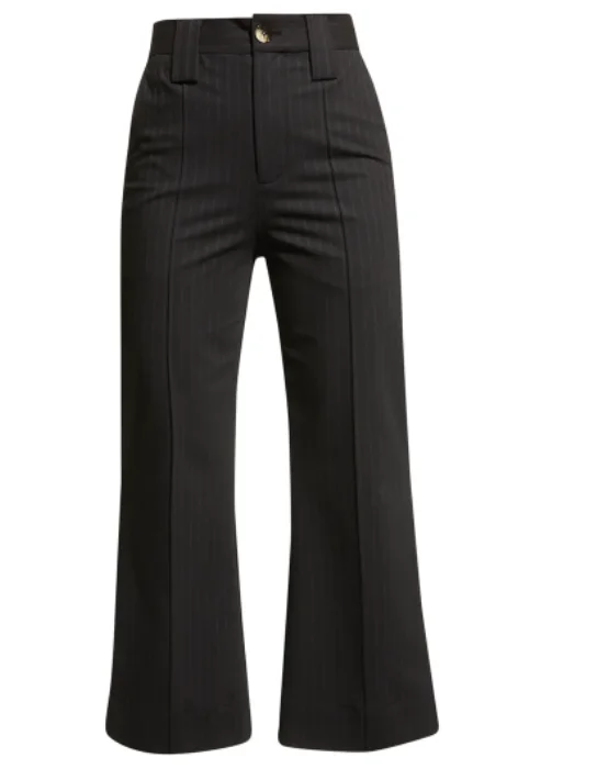 Stretch Stripe Bootcut High Waist Crop Pants