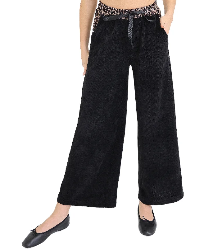 Velour Pants w/ Leopard Trim