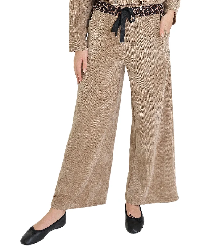 Velour Pants w/ Leopard Trim