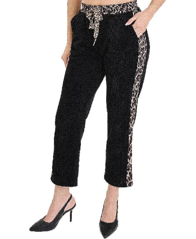 Velour Pants w/ Leopard Trim