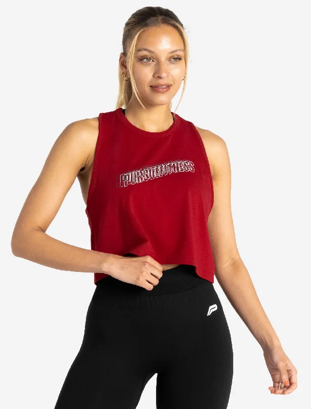 Wave Crop Tank - Maroon