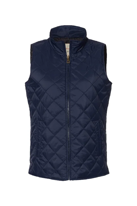 Weatherproof Womens Vintage Diamond Quilted Full Zip Vest - Navy Blue - NEW