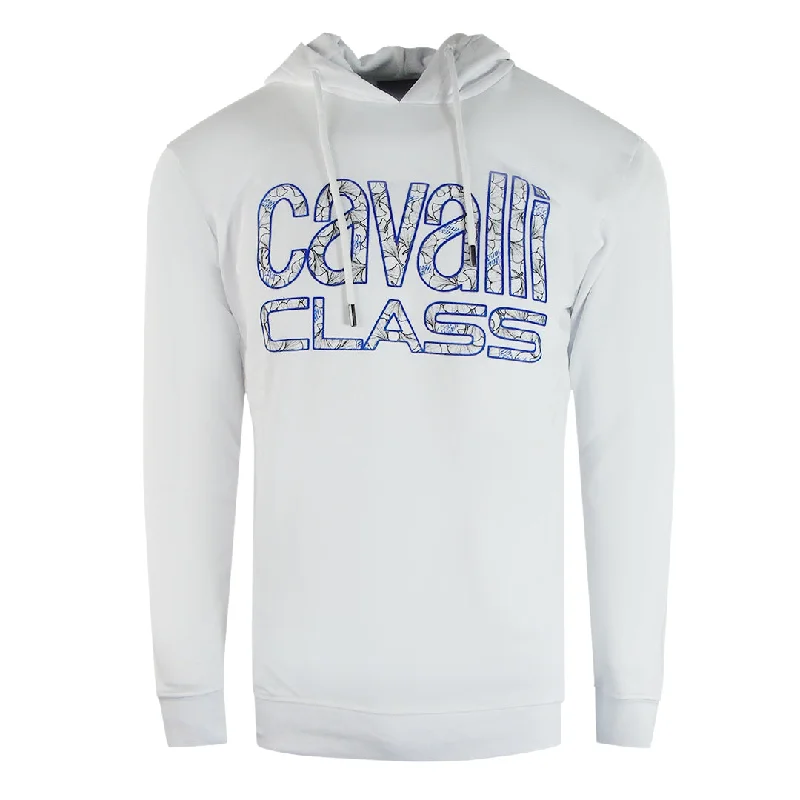 Cavalli Class Floral Logo Whitee Hoodie