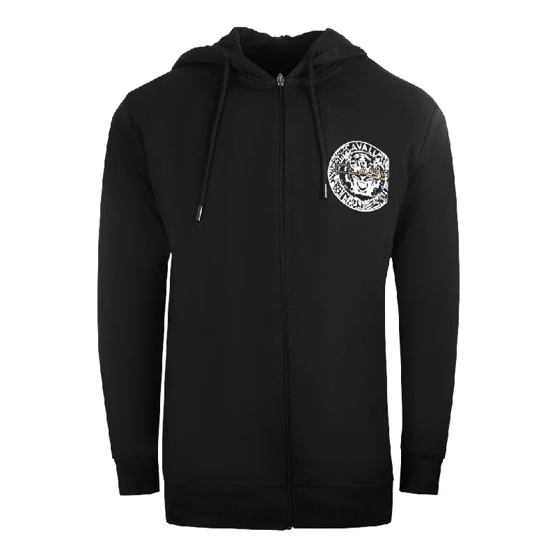 Cavalli Class Large Circle Design Black Zip-Up Hoodie