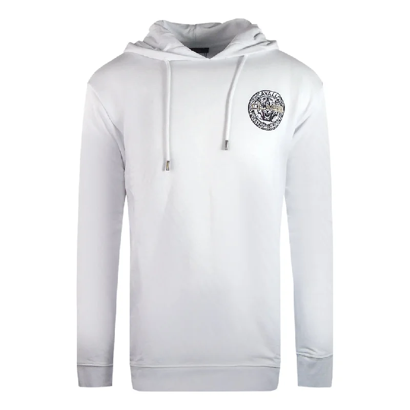 Cavalli Class Large Circle Design White Hoodie