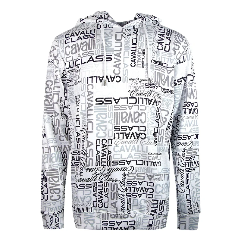 Cavalli Class Multi Logo White Hoodie