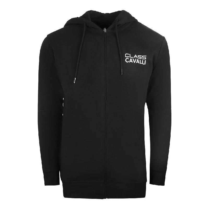 Cavalli Class Reverse Logo Black Zip Up Hoodie