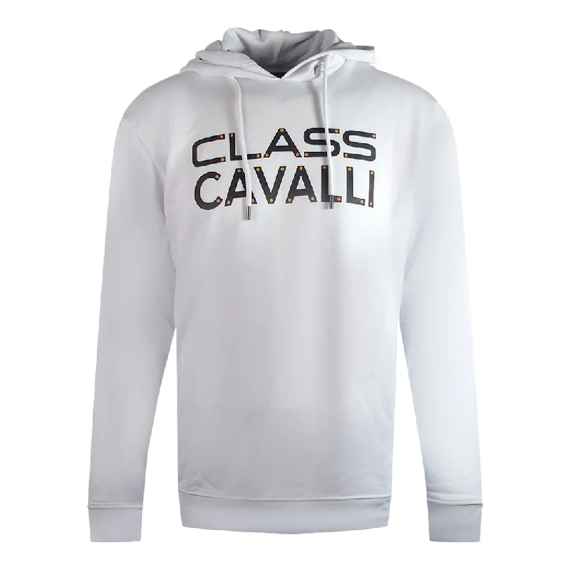 Cavalli Class Reverse Logo White Hoodie