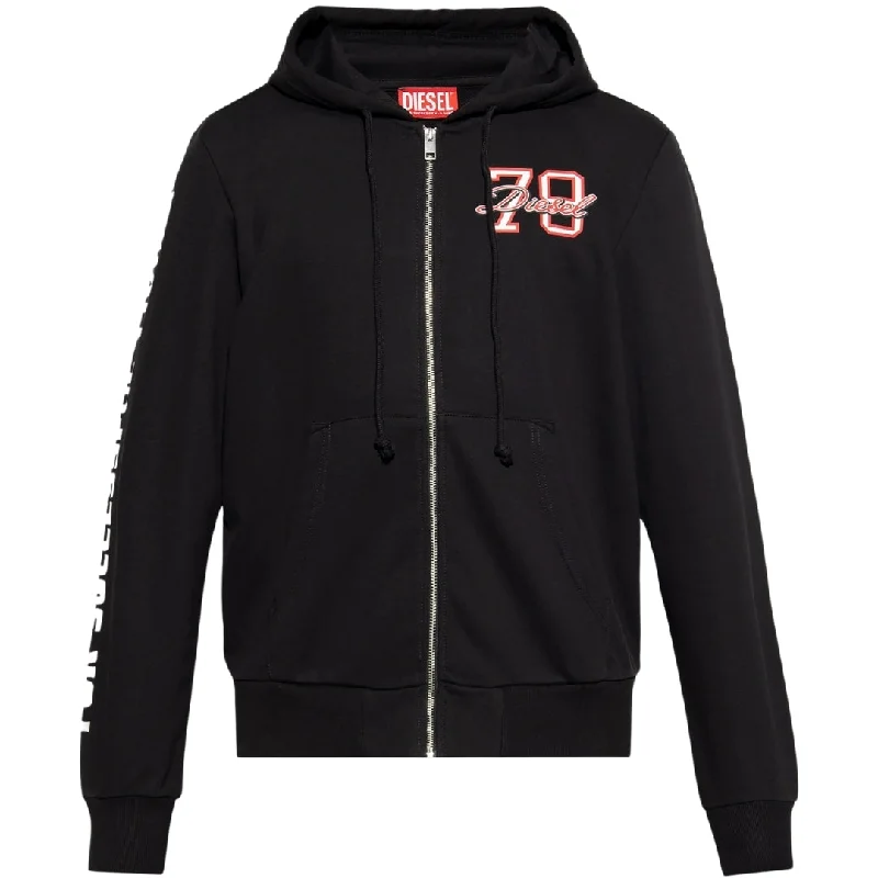 Diesel For Successful Living Arm Logo Black Zip-Up Hoodie