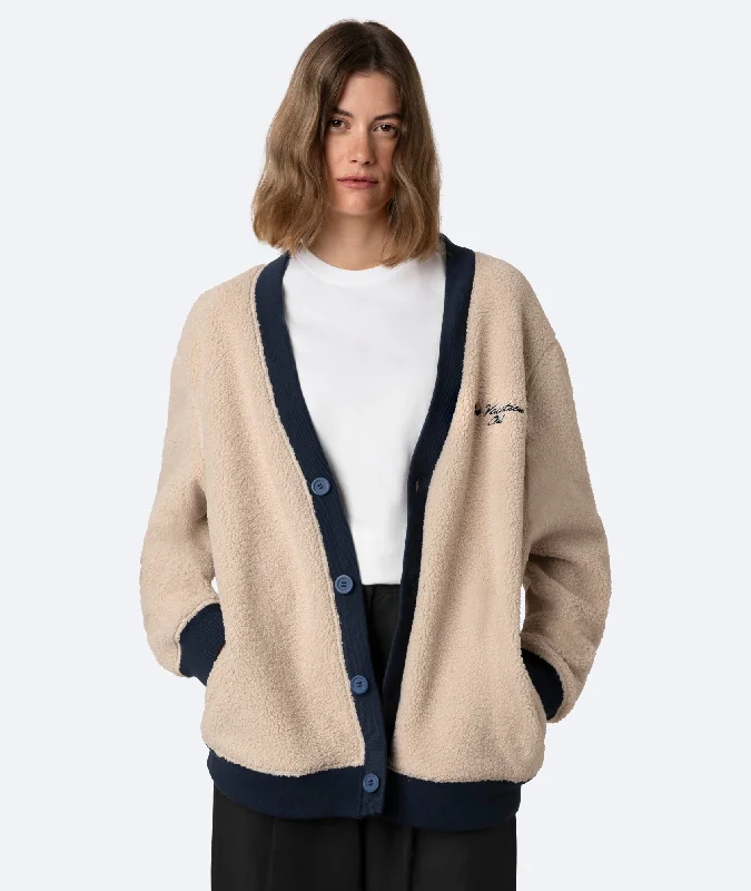 Sign Logo Fleece Cardigan - Beige