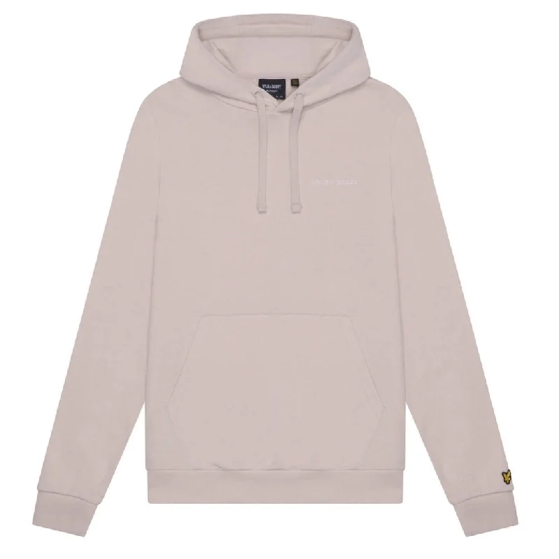 Lyle Scott Loopback Embroidered Logo Cream Pull Over Hoodie