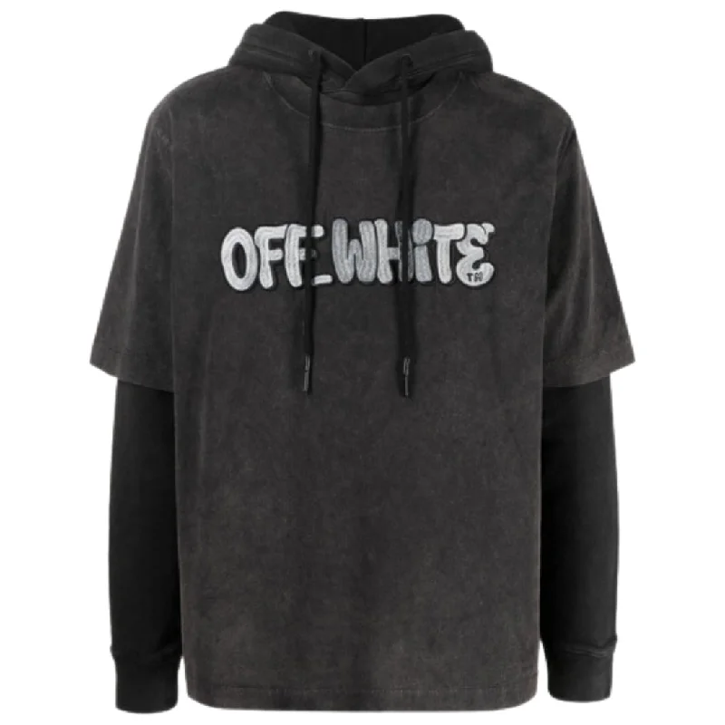 Off-White GM Vintage Double Sleeve Grey Hoodie