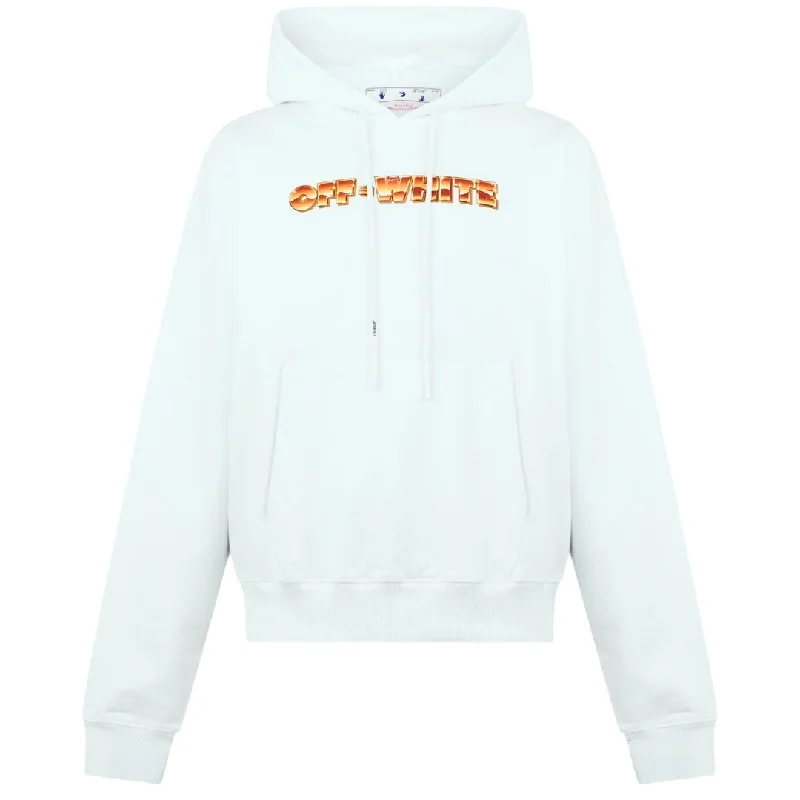 Off-White Orange Metal Arrow Logo Skate White Hoodie