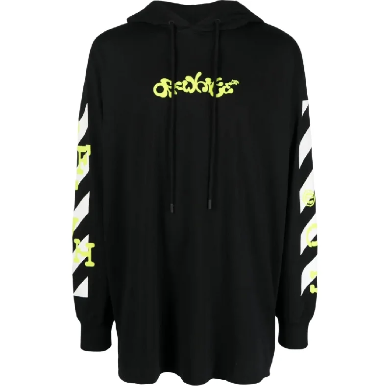 Off-White Oversized Fit Opposite Arrow Logo Black Hoodie