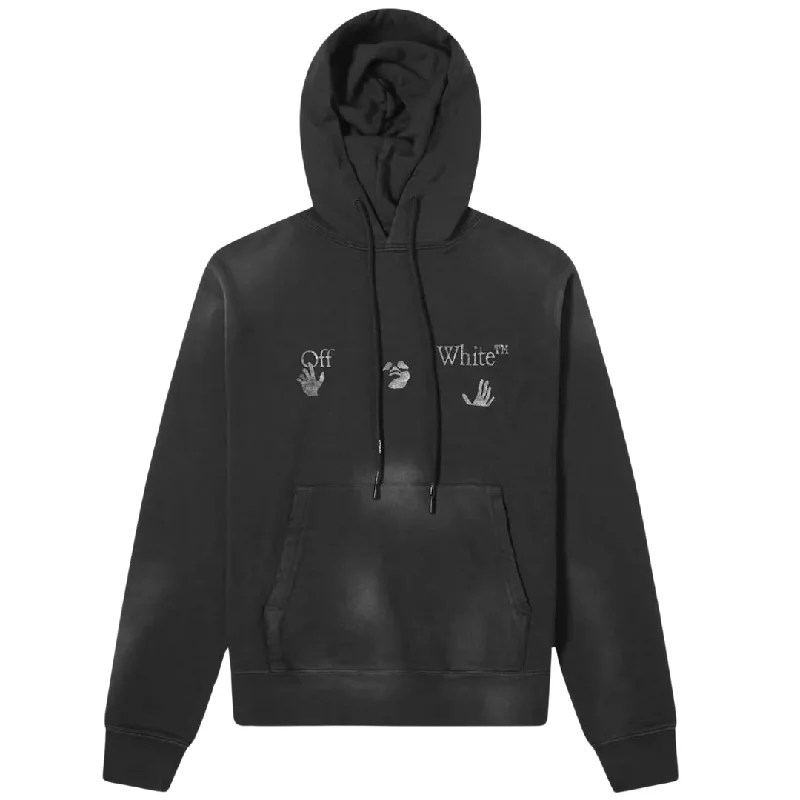 Off-White OW Logo Vintage Black Slim Fit Hoodie