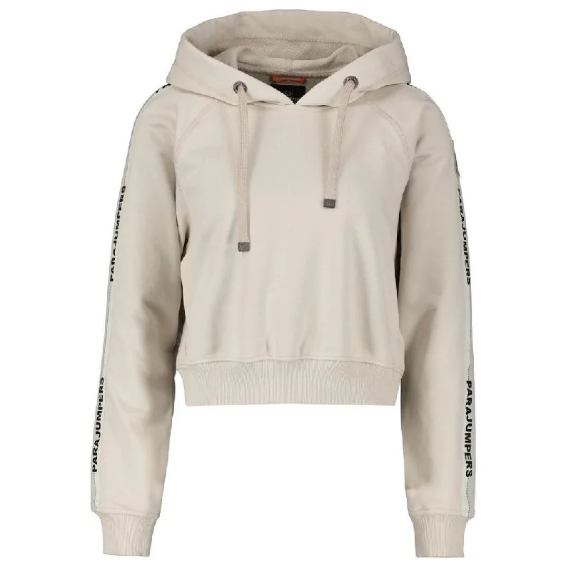 Parajumpers Letta Taped Sleeves Beige Cropped Hoodie