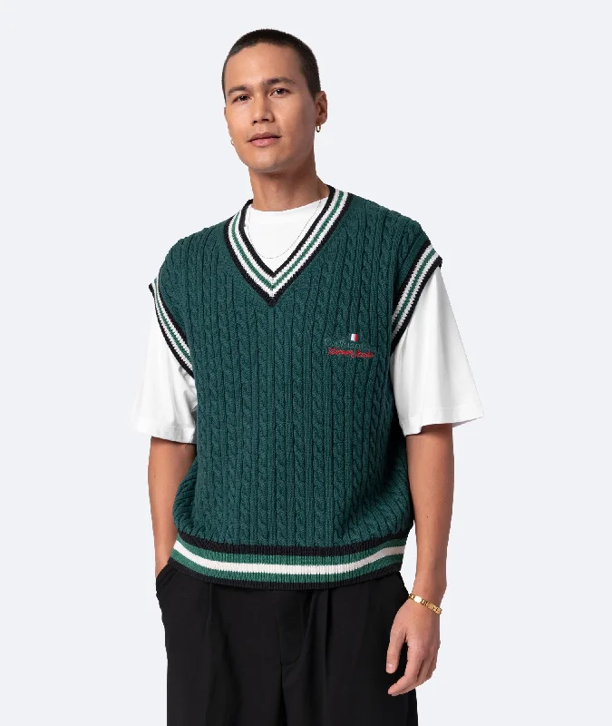 Retro Italia Knit Sweater Vest - Green