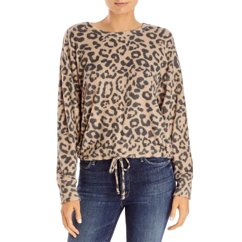 Hacci Womens Drawstring Animal Print Sweater