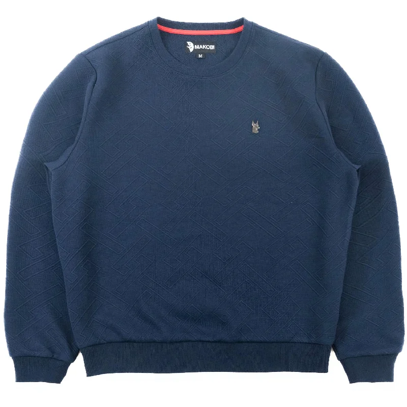 M4390 Beanchi Jacquard Crewneck - Navy