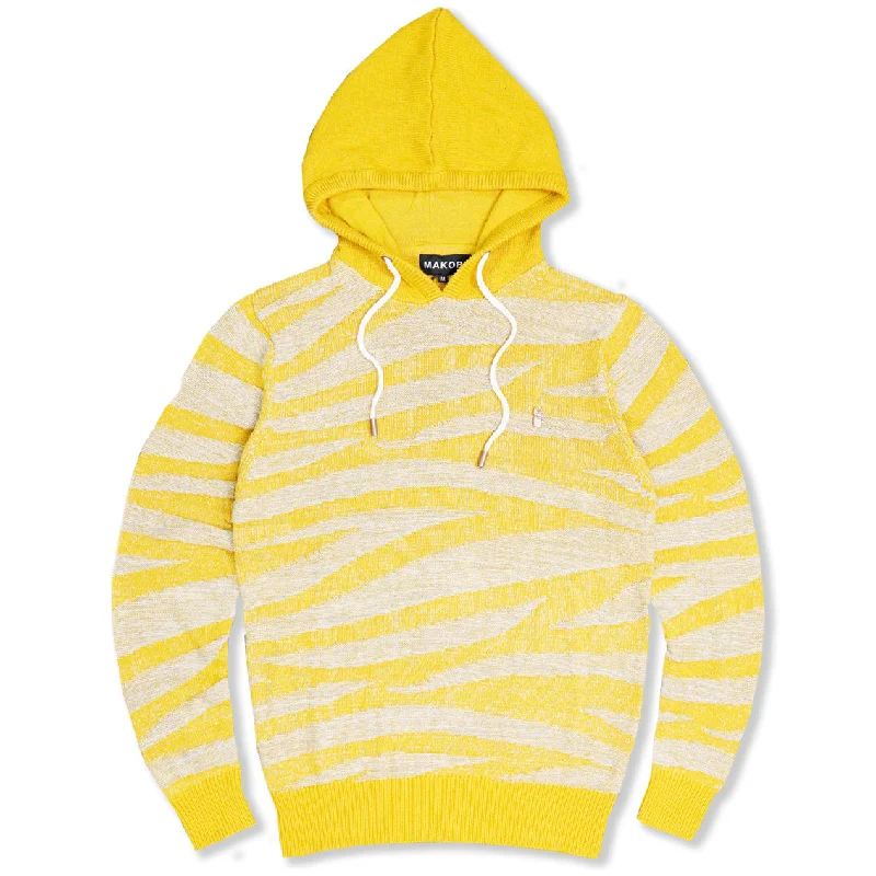 M5050 Tiger Knit Hoody Sweater - Wheat