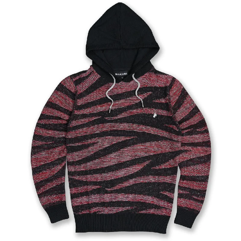 M5050 Tiger Knit Hoody Sweater - Black