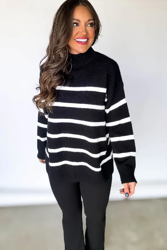 Striped Black Oversized Sweater