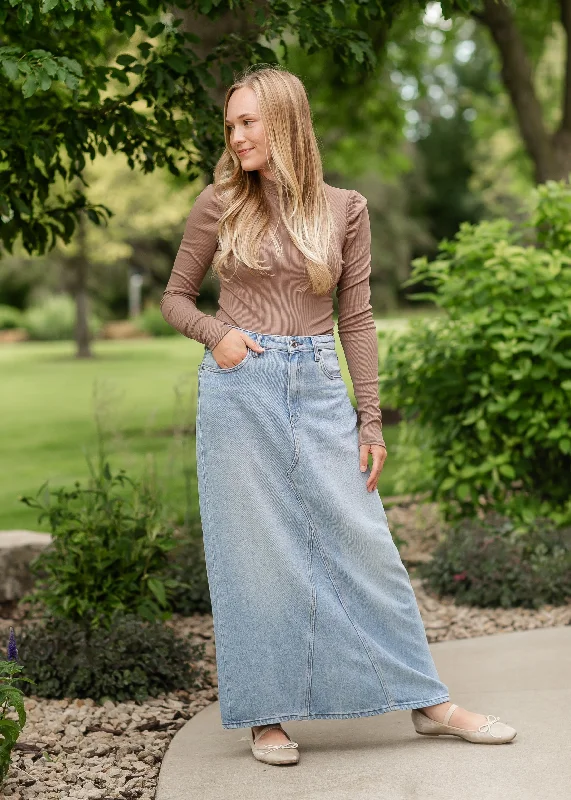 Annalise Light Wash Long Denim Skirt - FINAL SALE