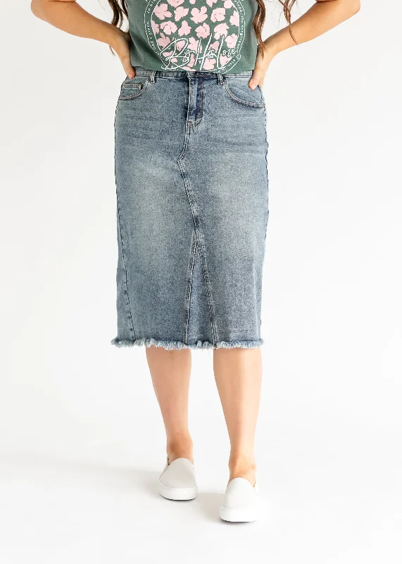 Avril A-Line Midi Denim Skirt - FINAL SALE