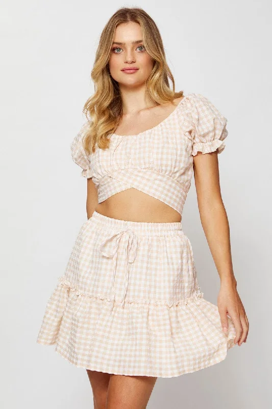 Check Ginghamâ Mini Skater Skirt