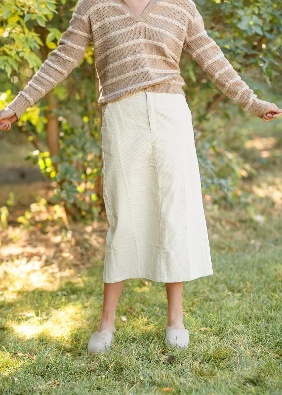 Cream Corduroy Denim Skirt