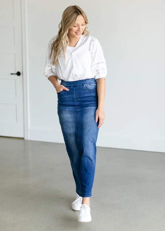 Donna Vintage Wash Long Denim Skirt - FINAL SALE