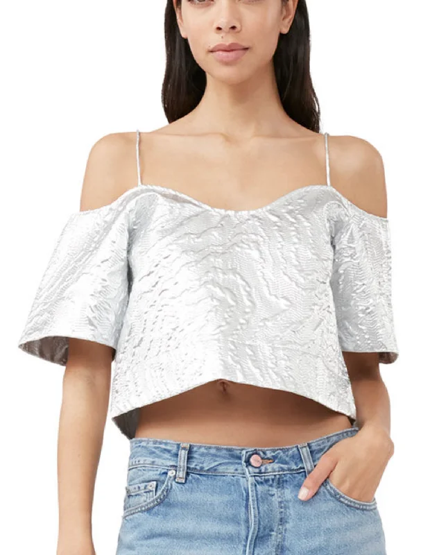 Ganni Metallic Jacquard Top