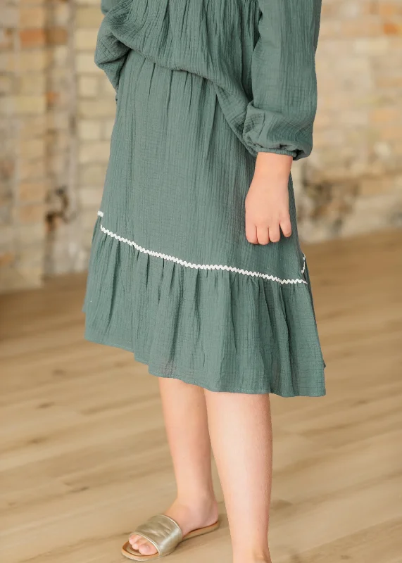 Girl's Green Gauze Cotton Skirt