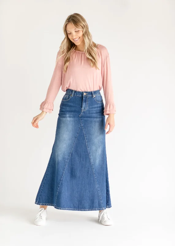 Jennifer A-Line Long Denim Skirt