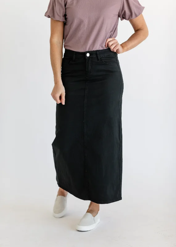 Stella Jet Black Denim Maxi Skirt