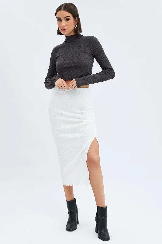 White Maxi Skirt Side Slit