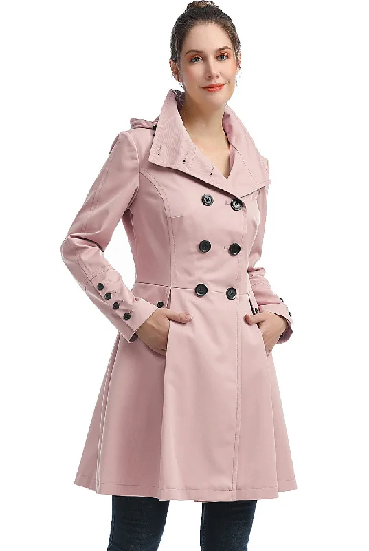 BGSD Women Kayla Waterproof Hooded Mid Length Trench Coat