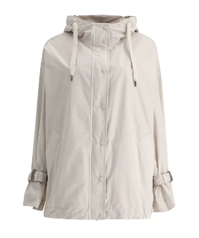 Brunello Cucinelli Women's Long Sleeved Drawstring Hooded Jacket In Yogurt