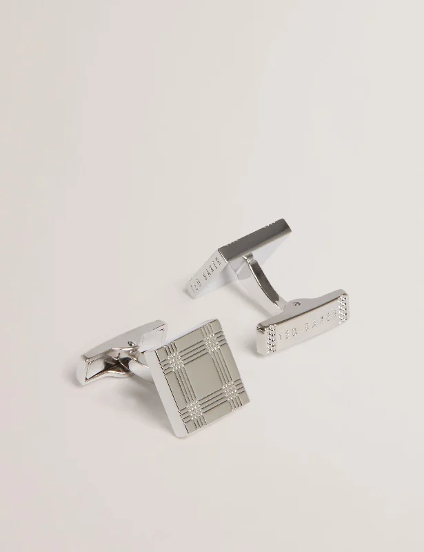 Checks Check Print Cufflinks Silver