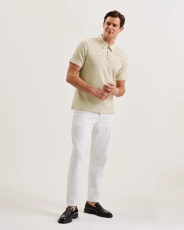 Elgrave Ss Regular Textured Half-Zip Polo Beige