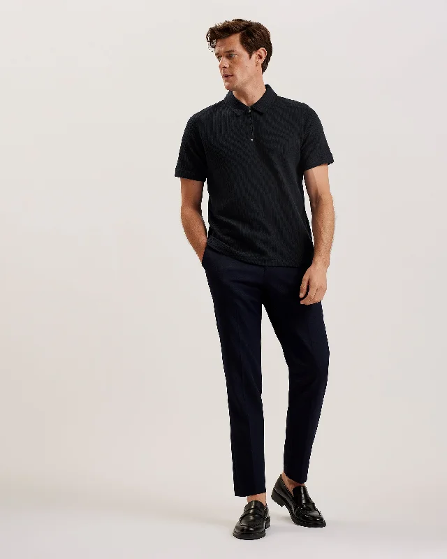 Elgrave Ss Regular Textured Half-Zip Polo Navy